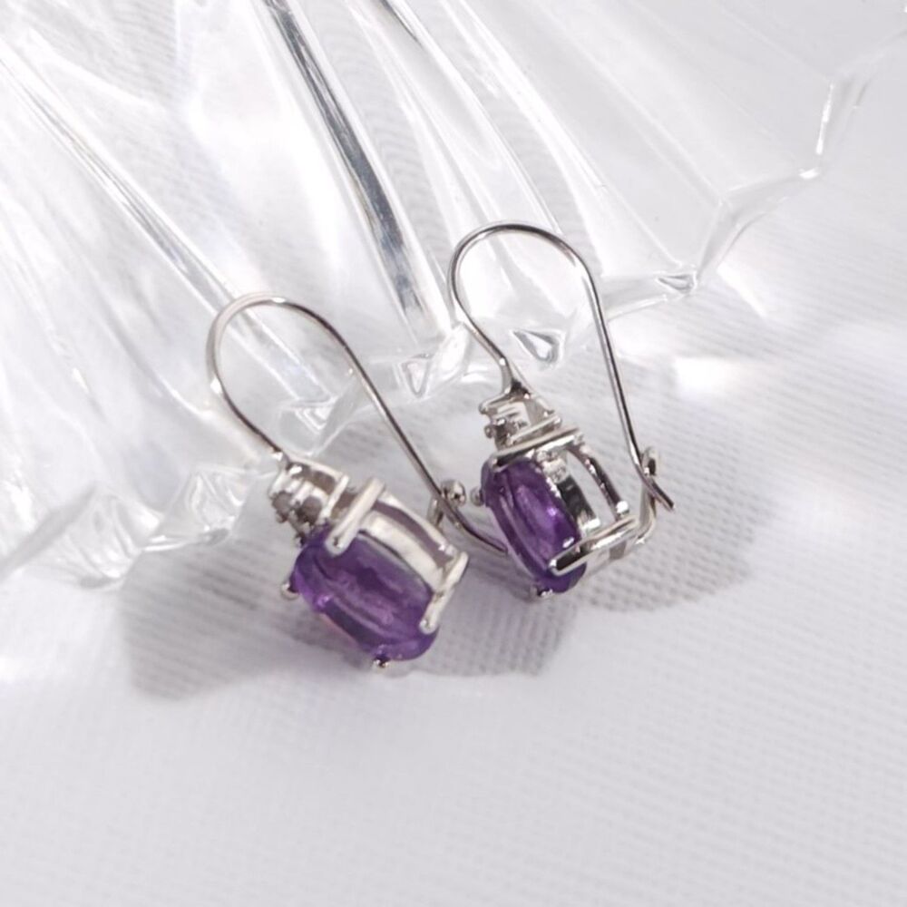 Amethyst Purple Dangle Earrings in Sterling Silver